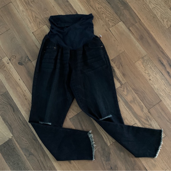 Jessica Simpson Dark Denim Distressed Stretch Maternity Jeans Size XL - Picture 6 of 12